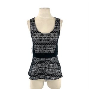 Anthropologie- Deletta Black Lace Peplum Top Small